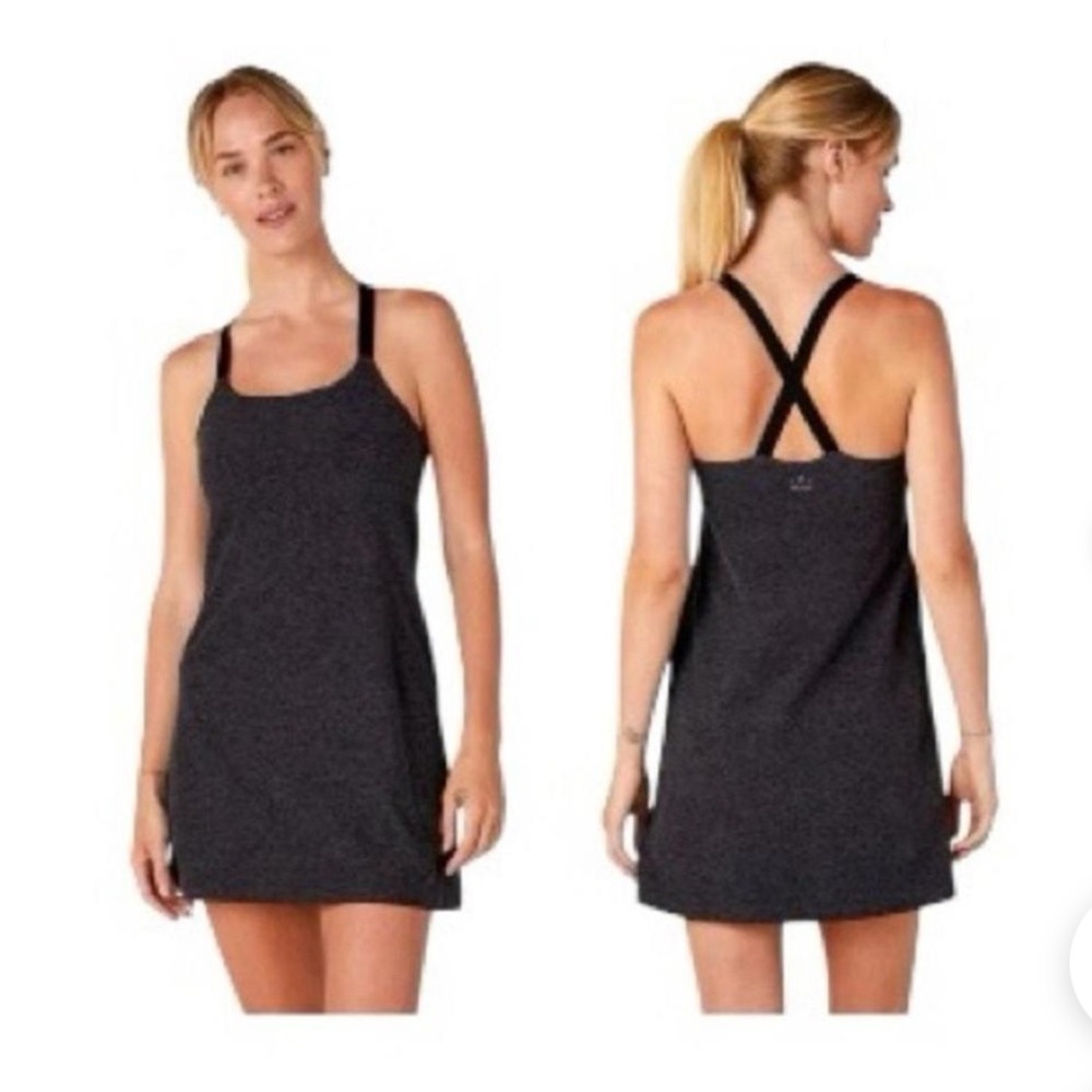 Beyond Yoga Move It Dress Spacedye Black-Charcoal SMALL Women’s Romper Jumpsuit